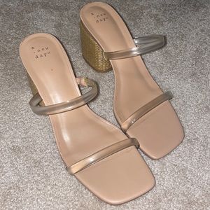 brand new clear strap block heels